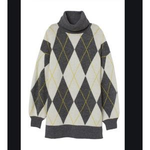 PRINGLE OF SCOTLAND x H&M argyle turtleneck oversized sweater NWT SZ XS